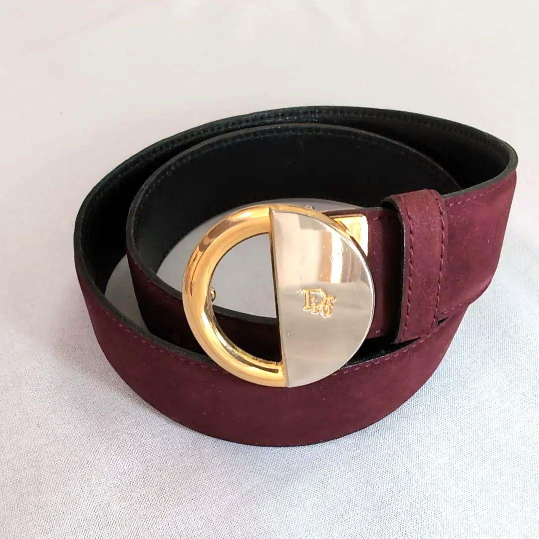 Christian Dior バーガンディ スエード 65cm 幅3cm d52