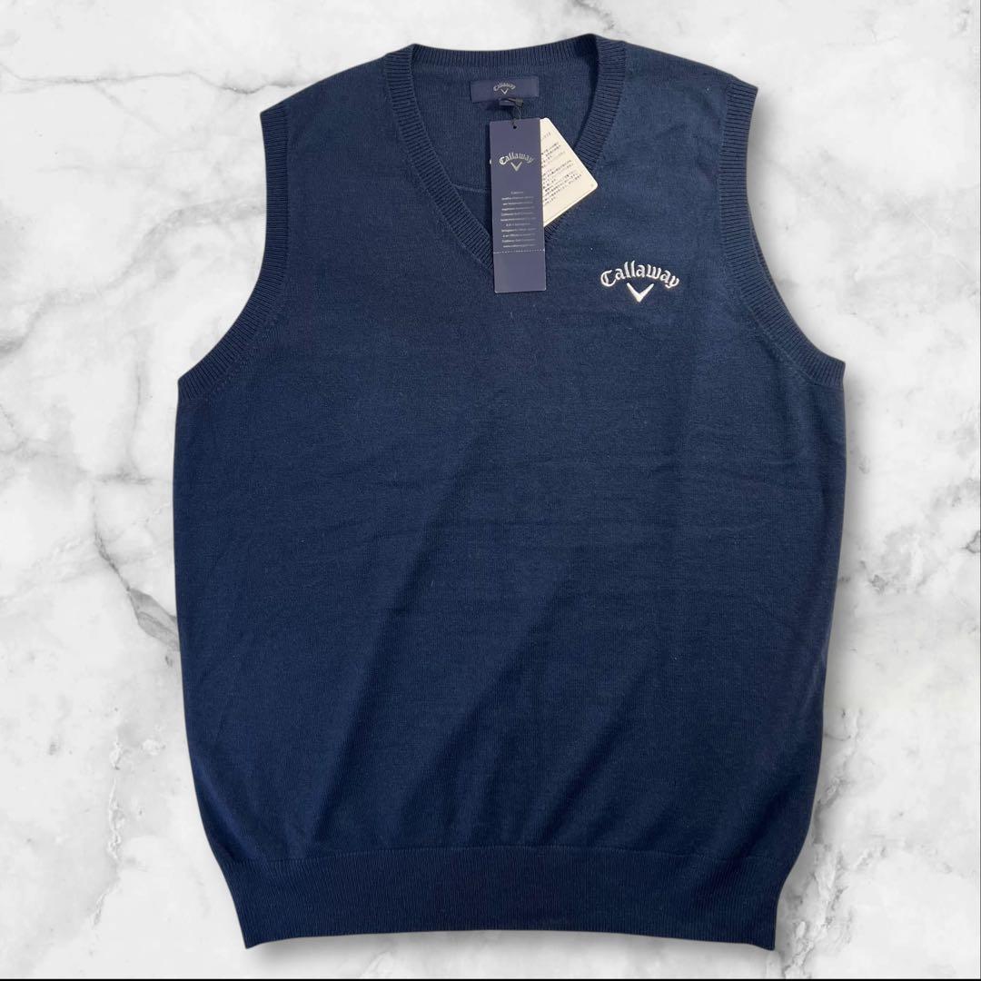 新品 Callaway ゲームニットベスト サイズ3L/2XL相当 ネイビー