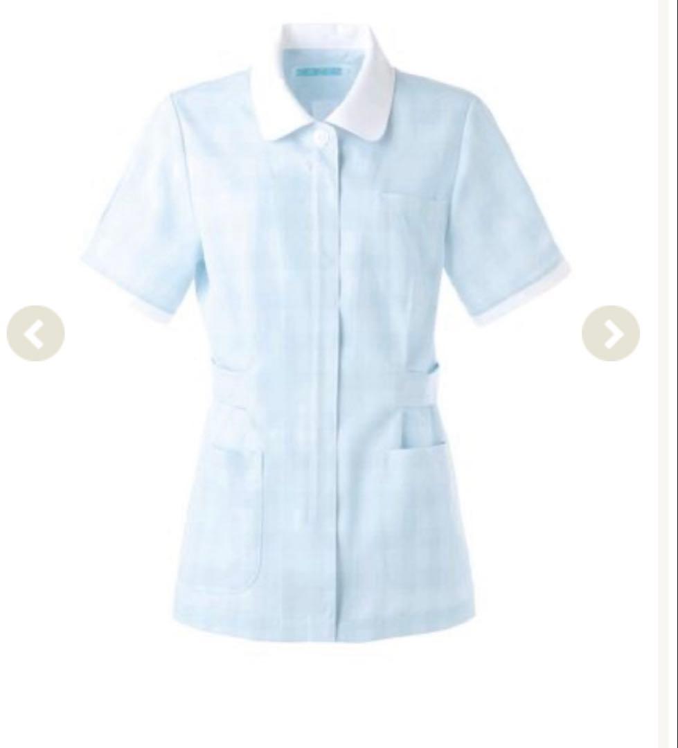 KAZEN 半袖ジャケット　女性用 Mサイズ 水色シャドーチェック柄