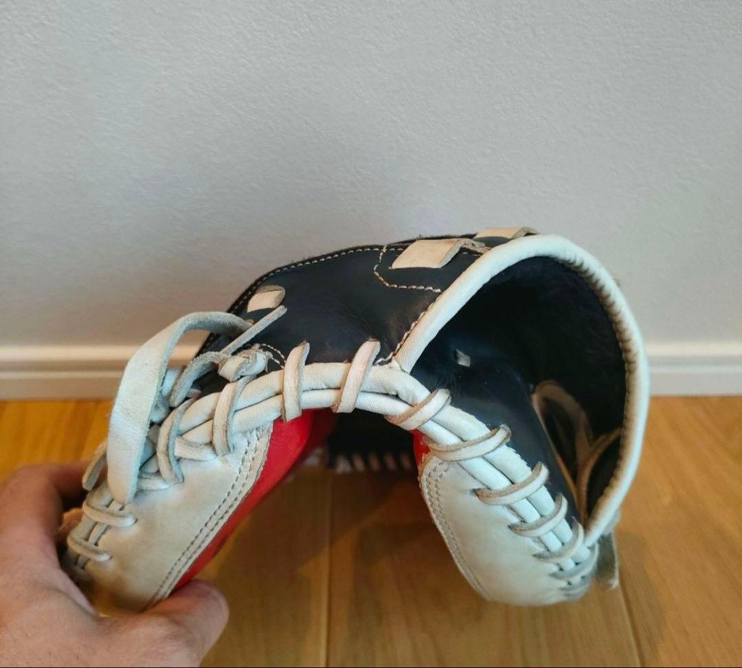 軟式グローブ 大人用 黒/赤 レザー　SSK