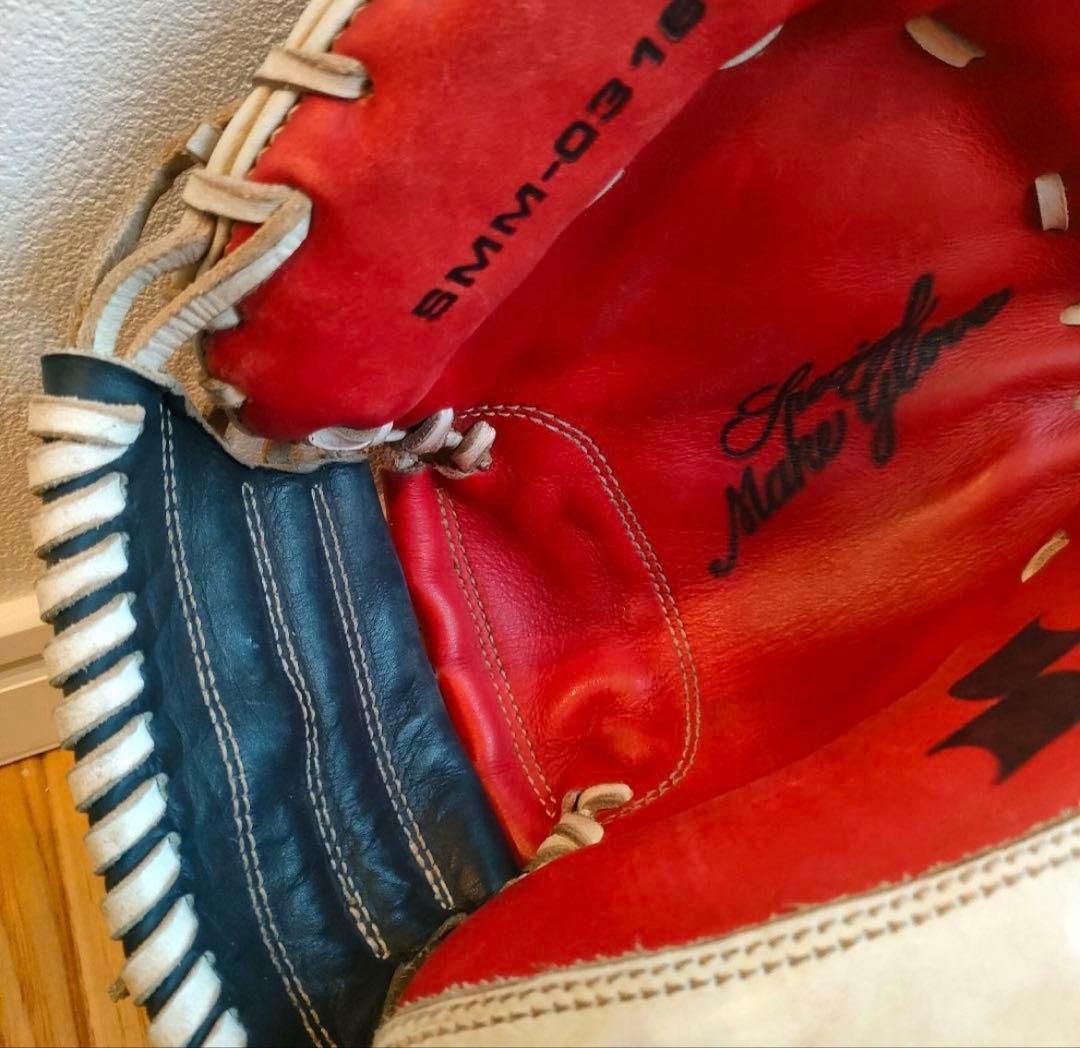 軟式グローブ 大人用 黒/赤 レザー　SSK