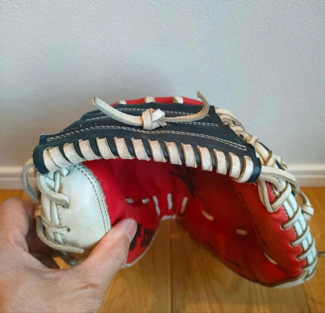 軟式グローブ 大人用 黒/赤 レザー　SSK