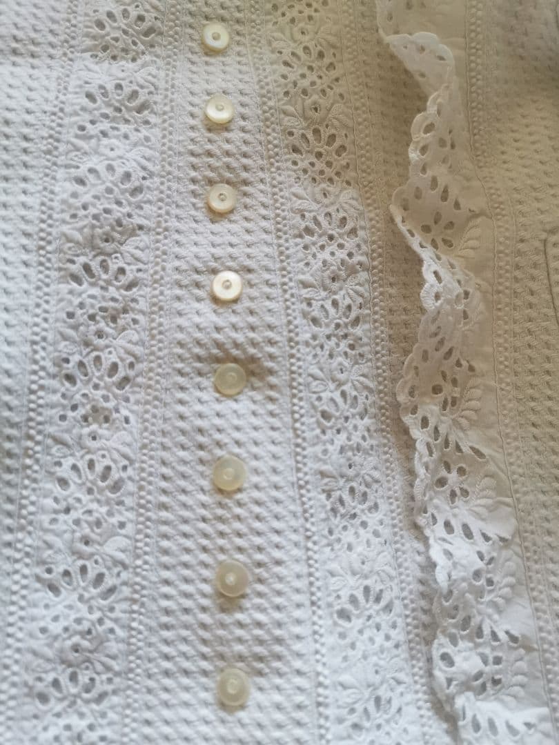 追加❁アンティークベビードレス 初宮詣 ピケドプロヴァンス パール釦ガロンレース