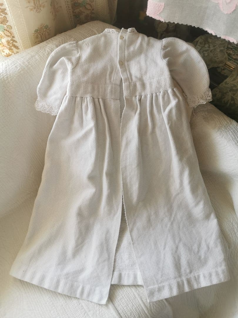 追加❁アンティークベビードレス 初宮詣 ピケドプロヴァンス パール釦ガロンレース