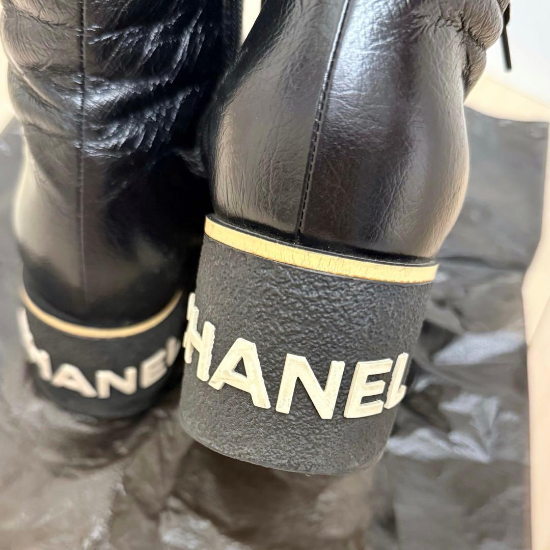 CHANEL シャネル レースアップシューズ ブーツ バックロゴ ココマーク