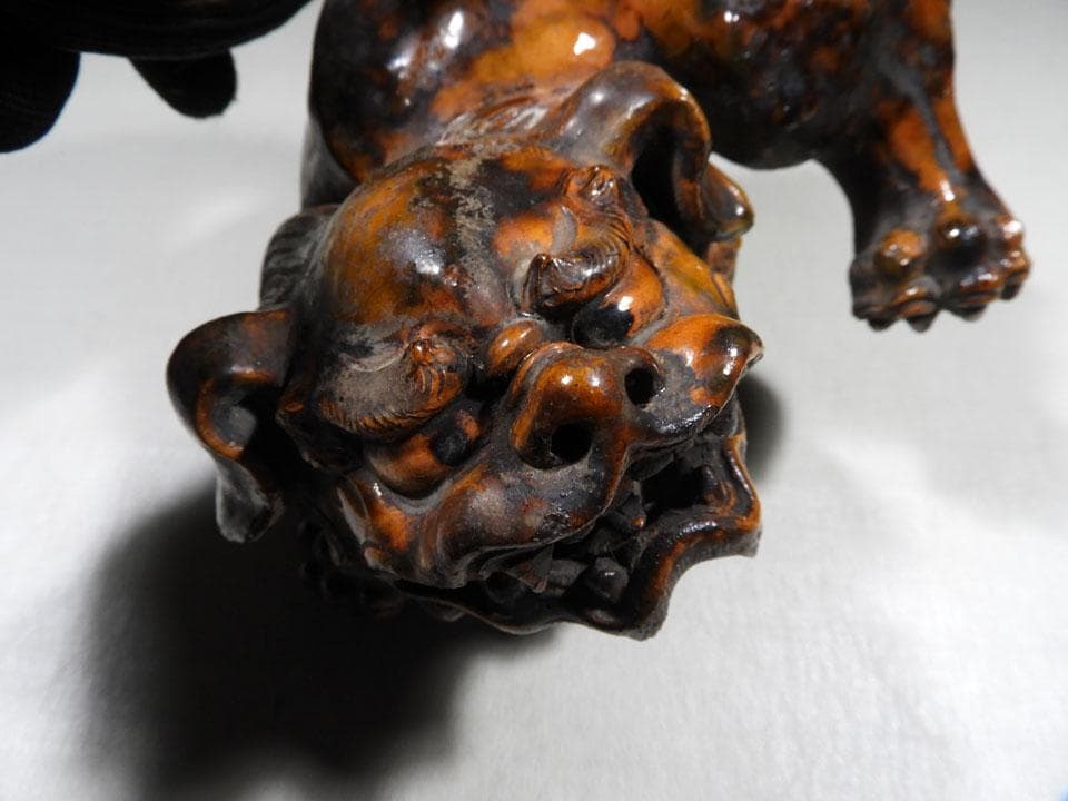 ●傑作 備前 古備前 唐獅子 備前焼 信楽焼 在銘 修復跡 縁起物 高さ21㎝