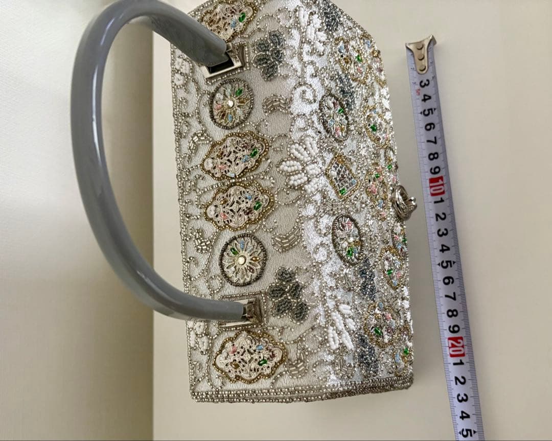 グラスビーズ　ハンドバッグ　日本製　手刺繍　パーティバック　和装