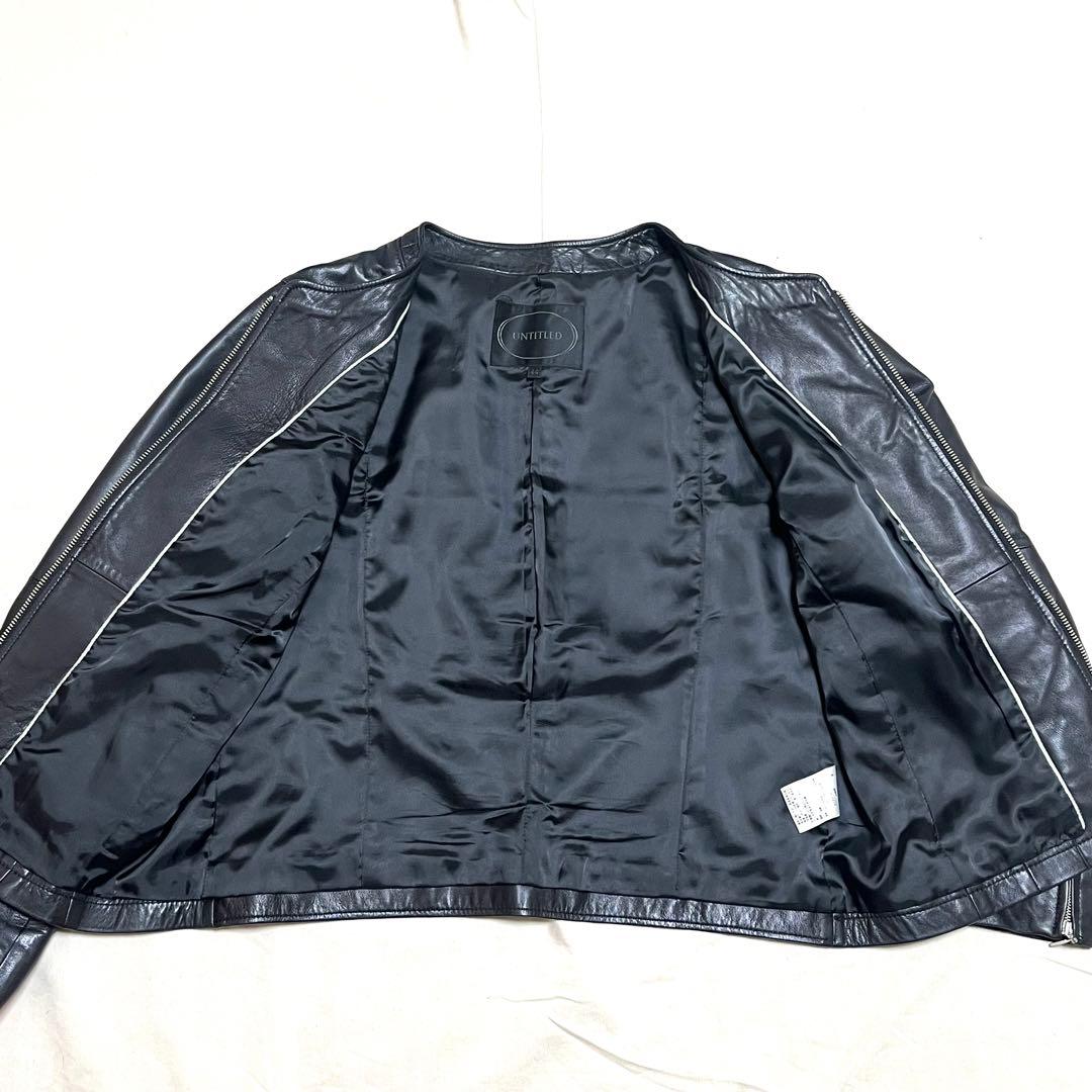 美品　アンタイトル　ラムレザージャケット　シングルライダース　ノーカラー　2XL
