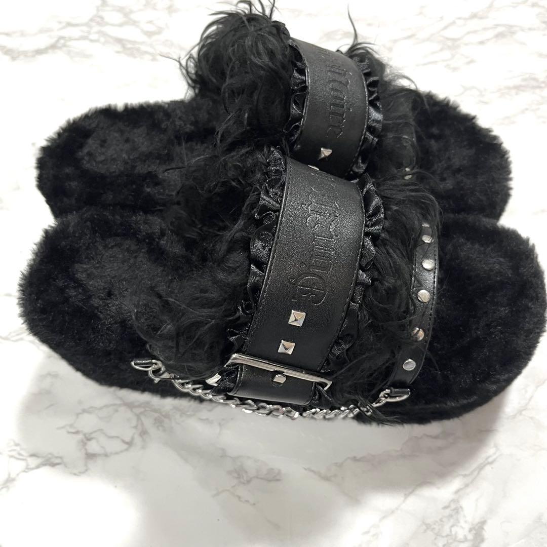 DimMoire ディムモアール ファー×スタッズサンダル ブラック　黒