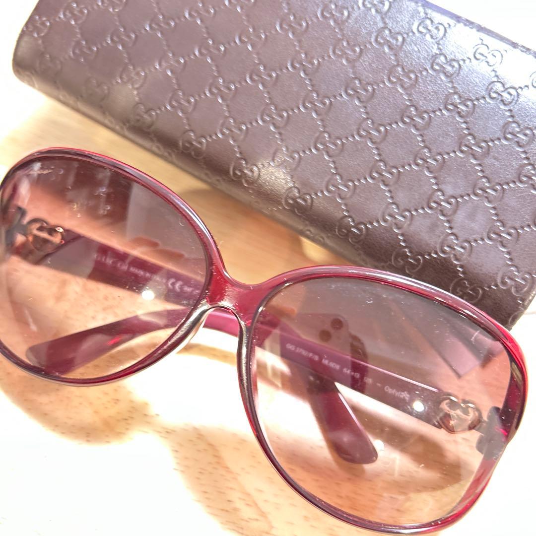 大幅お値下げ！GUCCI ラウンド サングラス レッド ケース付き