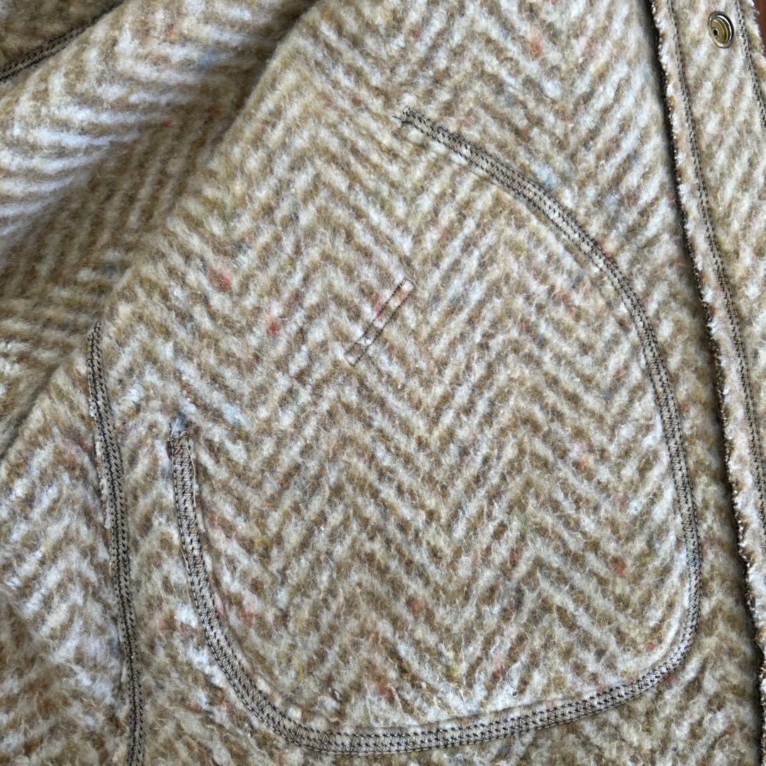 キャピタル ウール グレー ベスト ポケット口、レザー