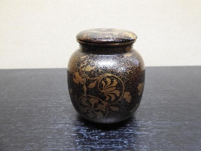 梨地ツタ蒔絵茶入？　江戸時代　保存箱　MA268