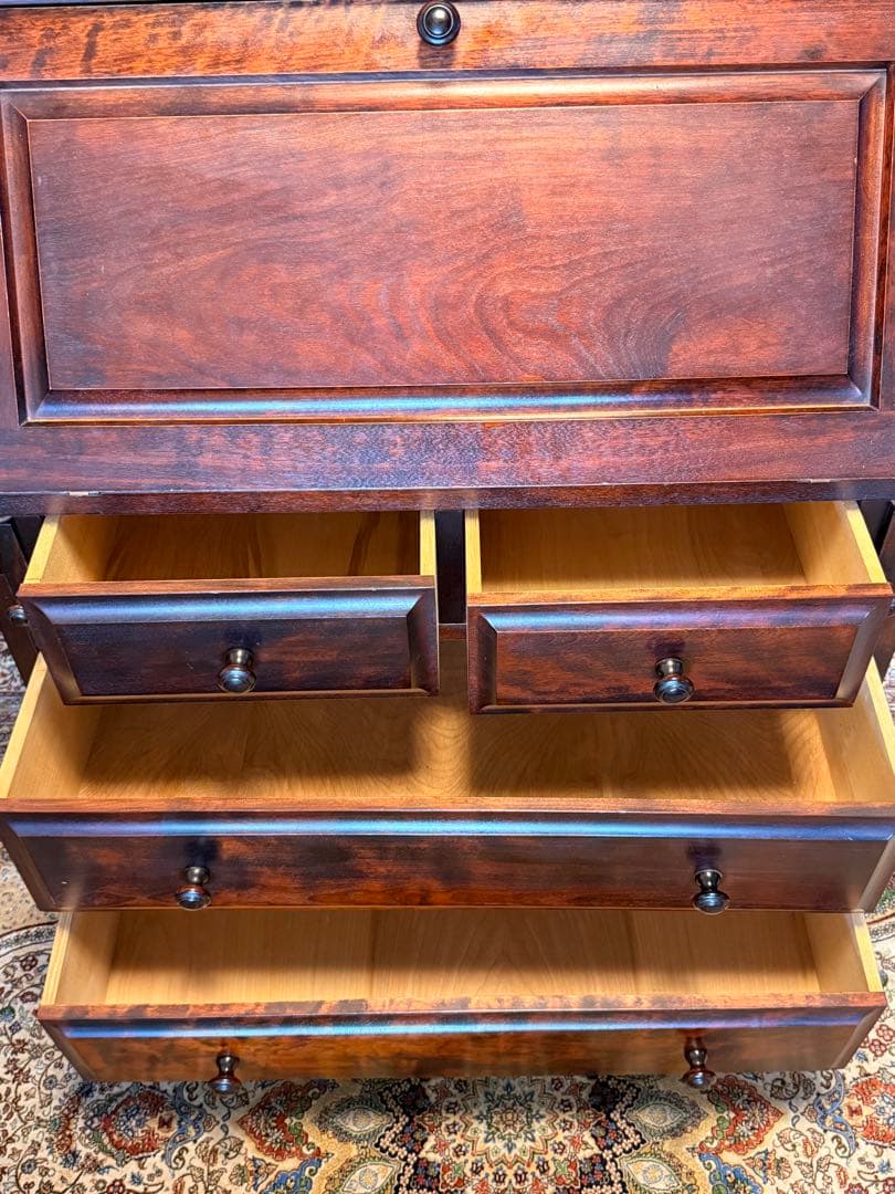 木製 収納付きデスク／ライティングビューロー 書斎机