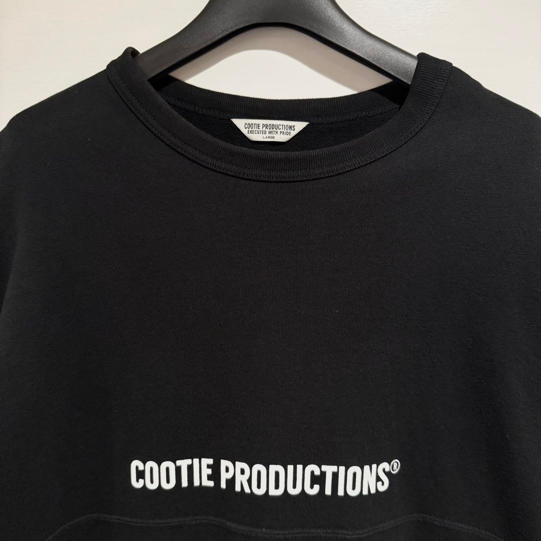 美品‼️クーティー COOTIE スウェット ブラック ロゴ L クルーネック 黒