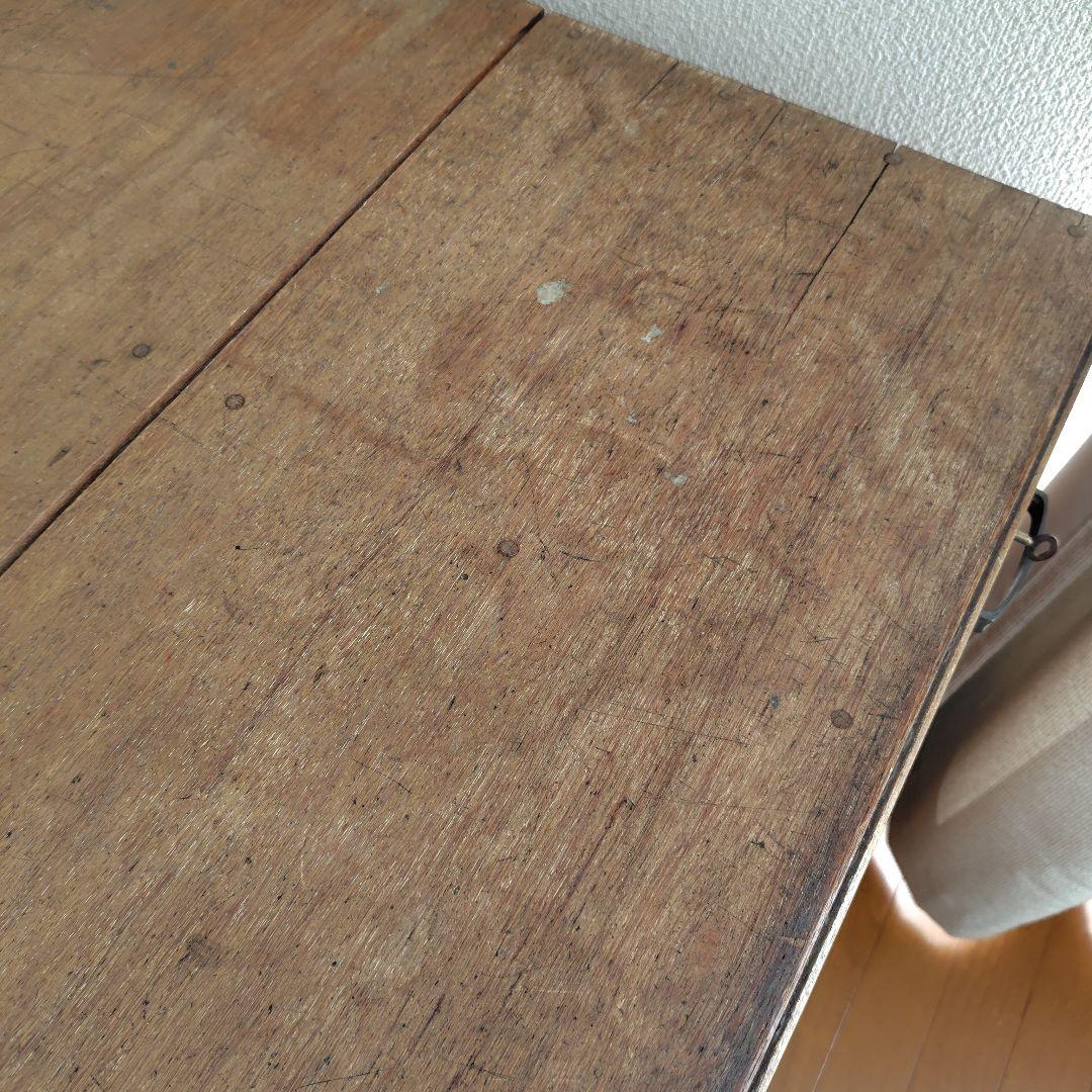 アンティークヴィンテージ昭和レトロ無垢材片袖机