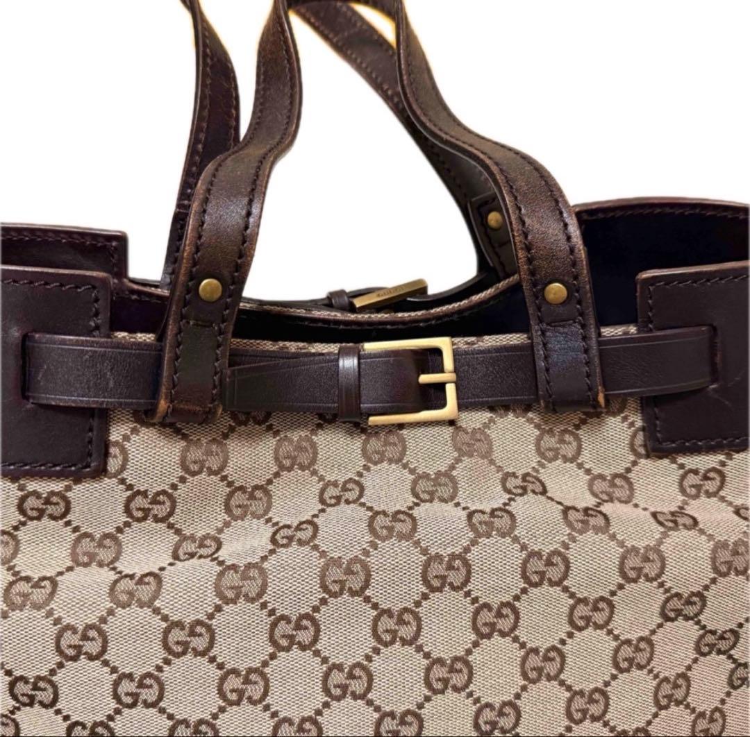 GUCCI グッチ 保存袋付 GGキャンバス ショルダーバッグ トートバッグ