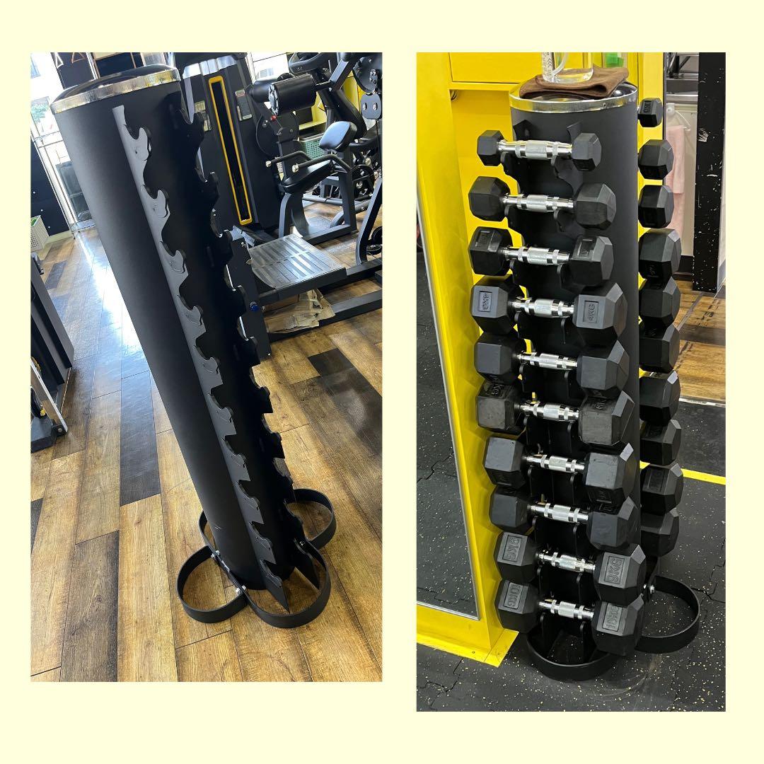 ダンベルスタンド& ヘックスラバーダンベル　1kgから10kg