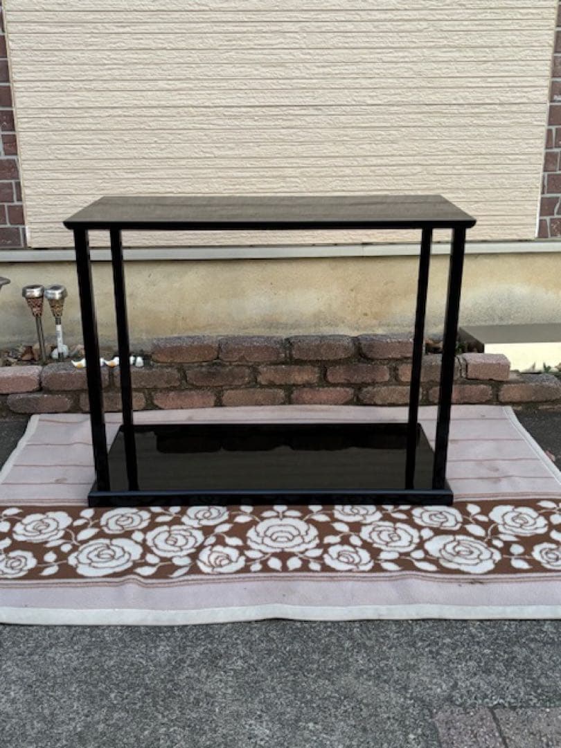 茶道具 木製 黒真塗 真台子 組立式 利休好み 大棚 茶棚 飾り棚 紙箱付