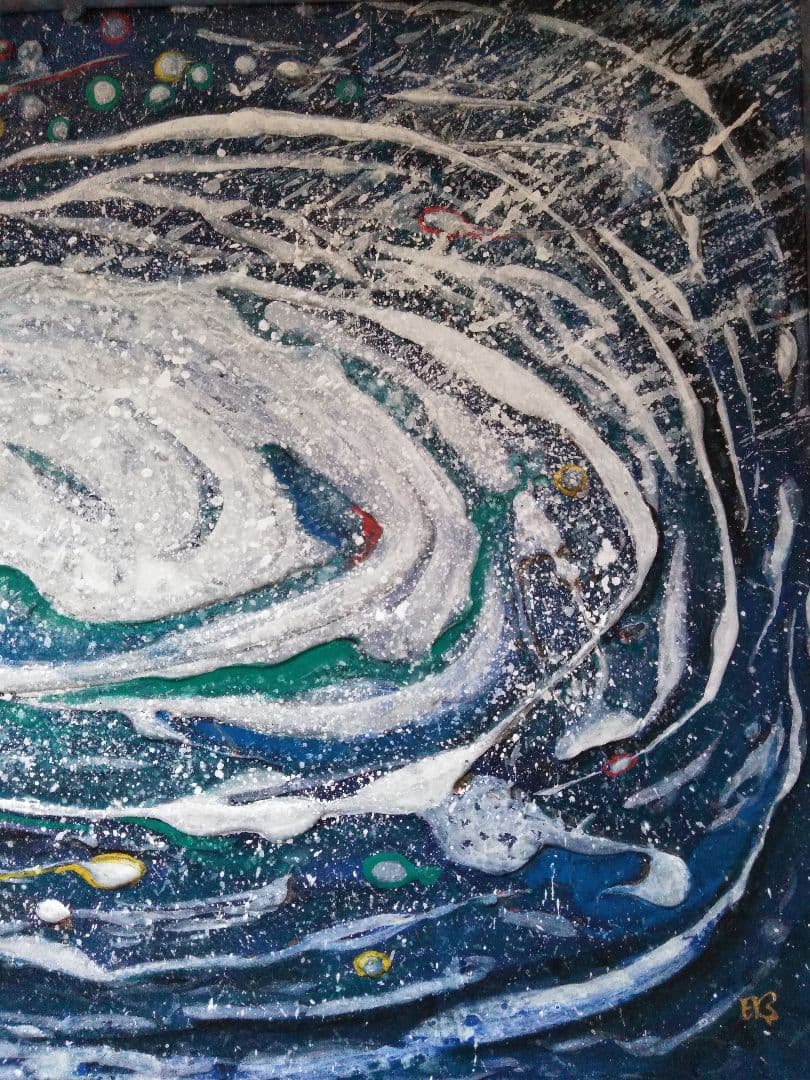 日本画　創作画　頭の中に住む宇宙