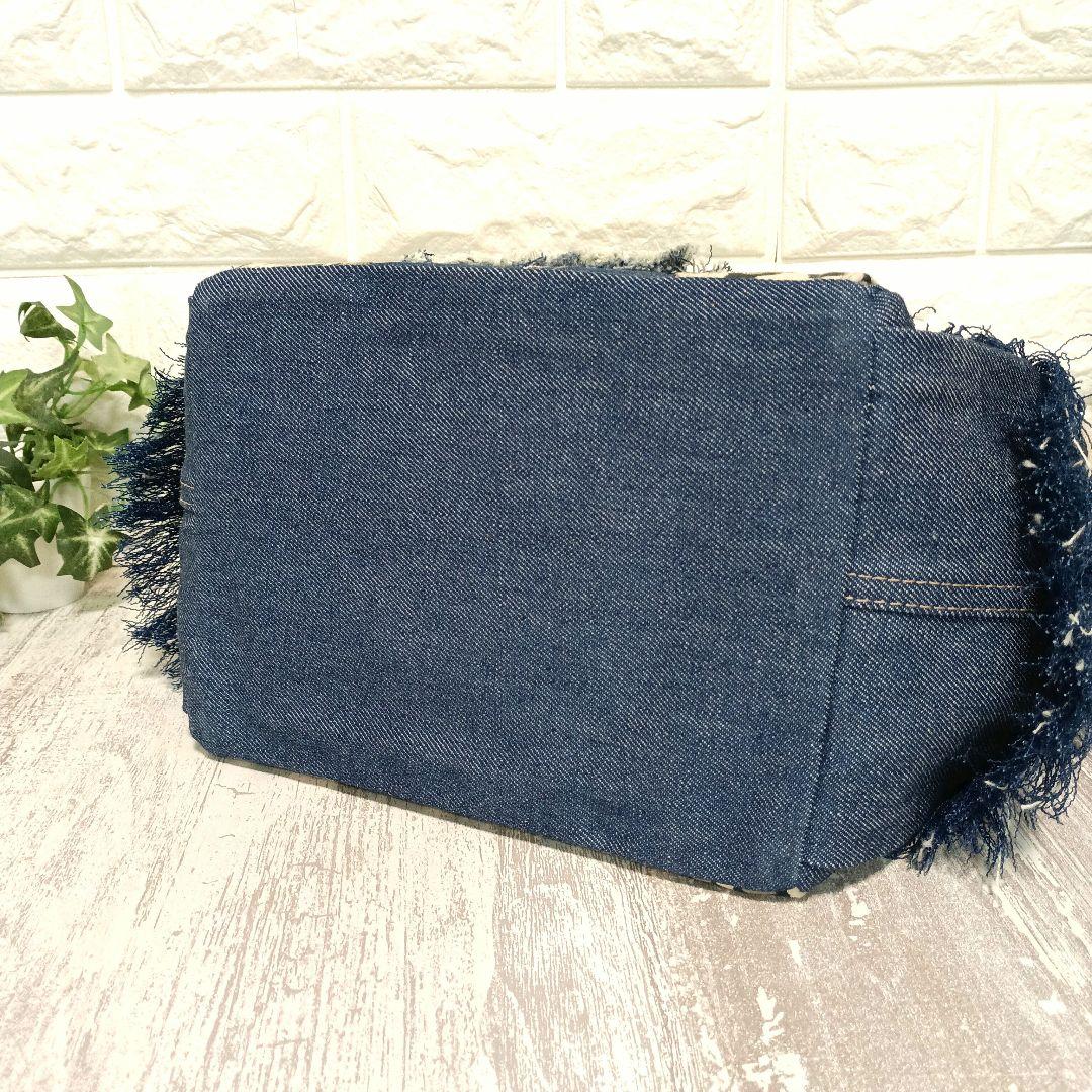 リメイクデニム★サイドフリンジトートバッグ