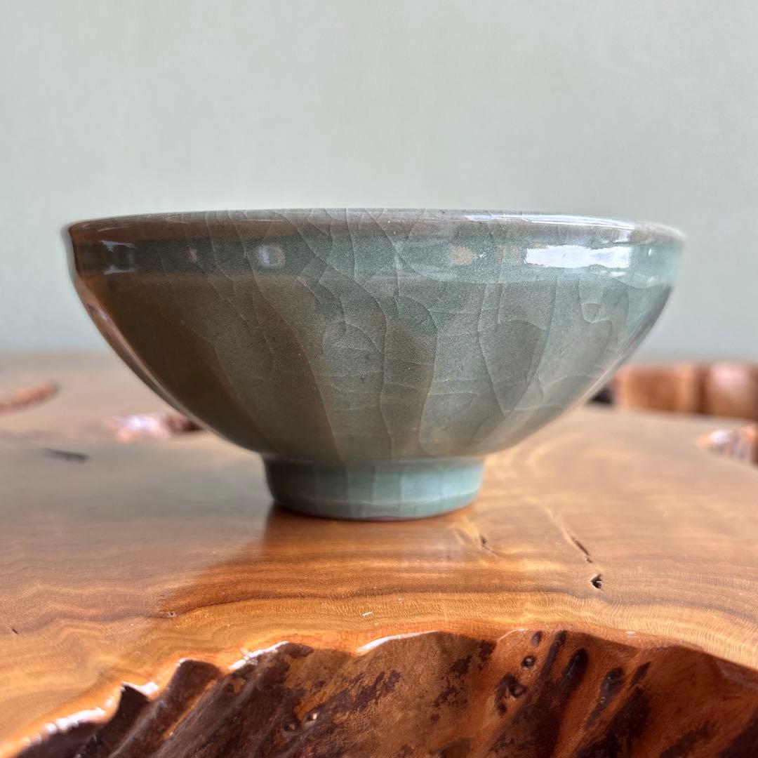 青磁天目茶碗 尾道有神窯 金野光賀造 抹茶碗 茶道具 共箱226m