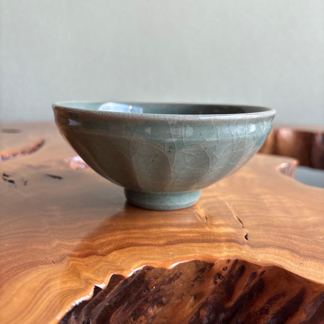 青磁天目茶碗 尾道有神窯 金野光賀造 抹茶碗 茶道具 共箱226m