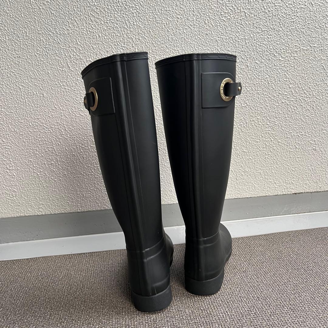 HUNTER リファインドアイレットバック ブラック長靴