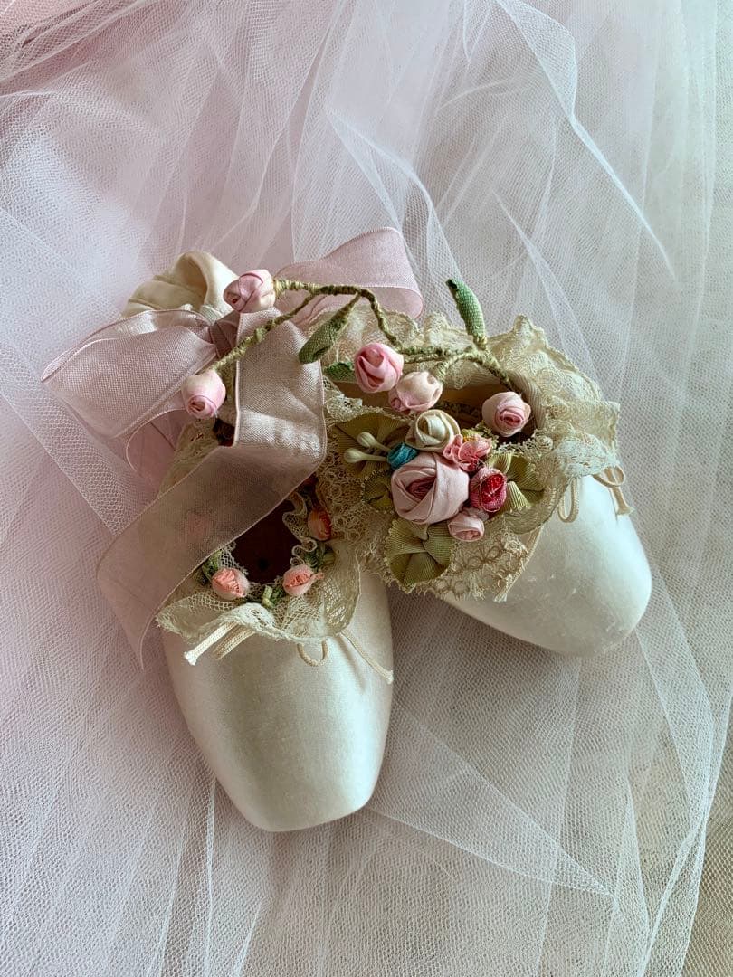 ドイツビンテージトゥシューズ※フランスアンティークシルクリボンロココ＆チュチュ