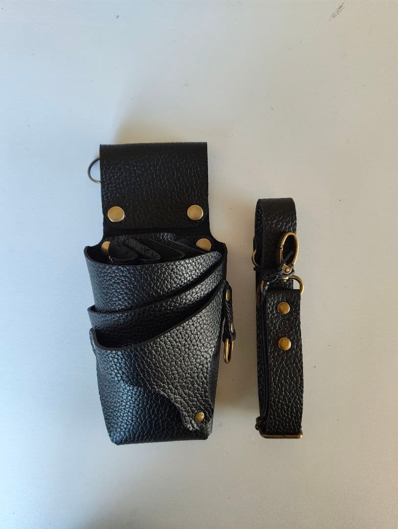 シザーケース　本革　5丁　黒