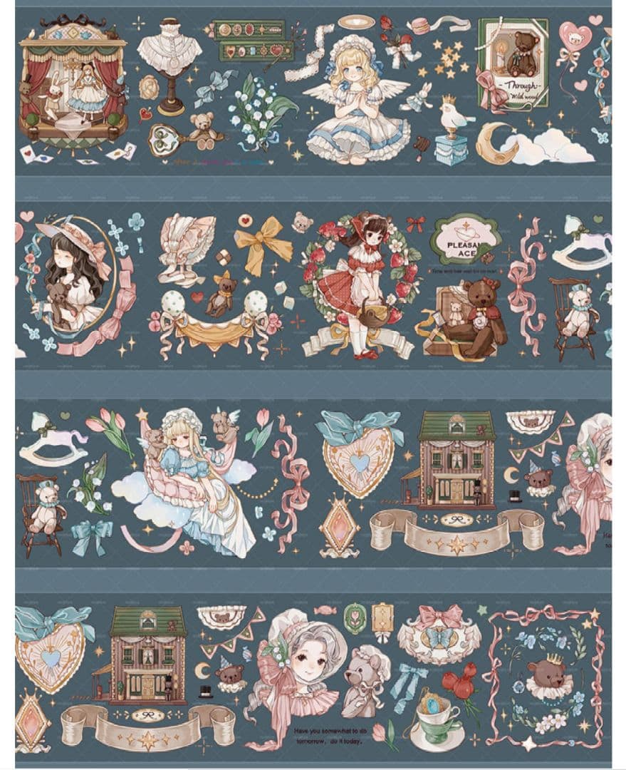 ✩再販✩J243＃有小熊陪你看月亮(PET)切り売り海外人物マステ女の子