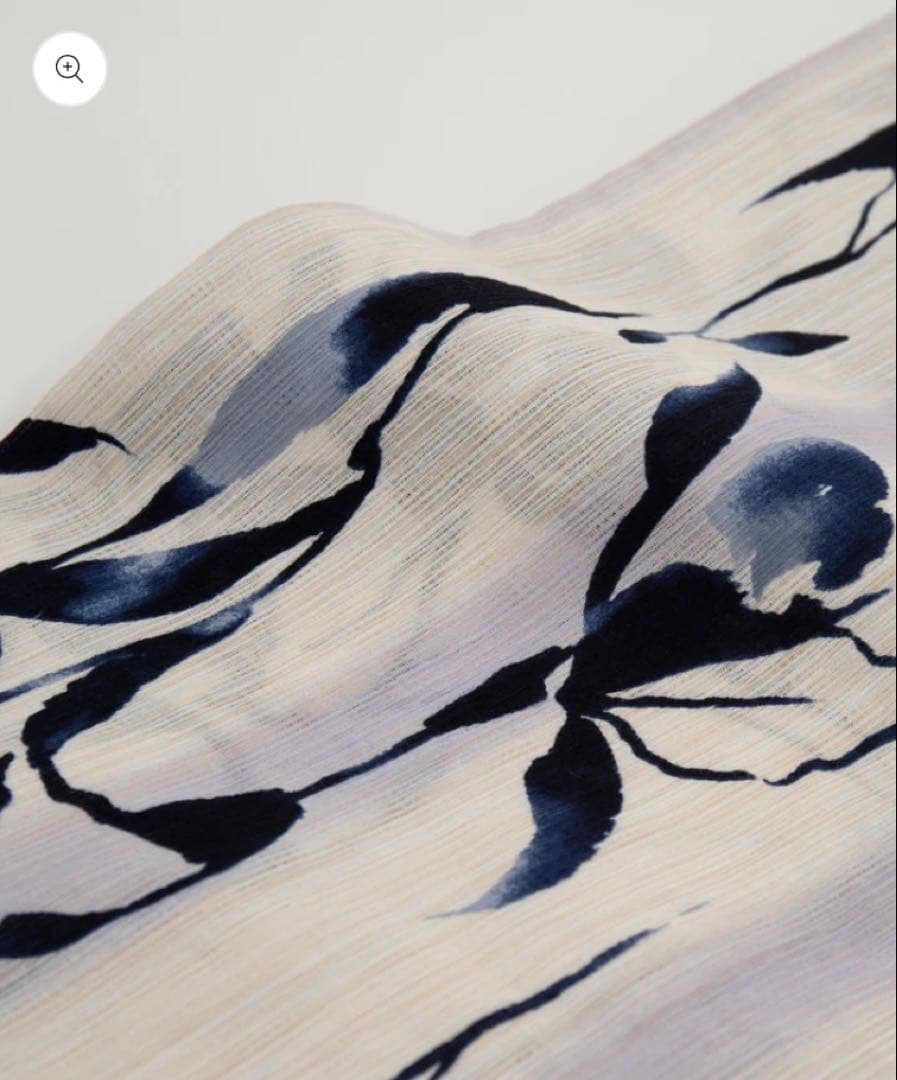 浴衣　浴衣館グレース　花柄浴衣・帯セット ホワイト・ネイビー