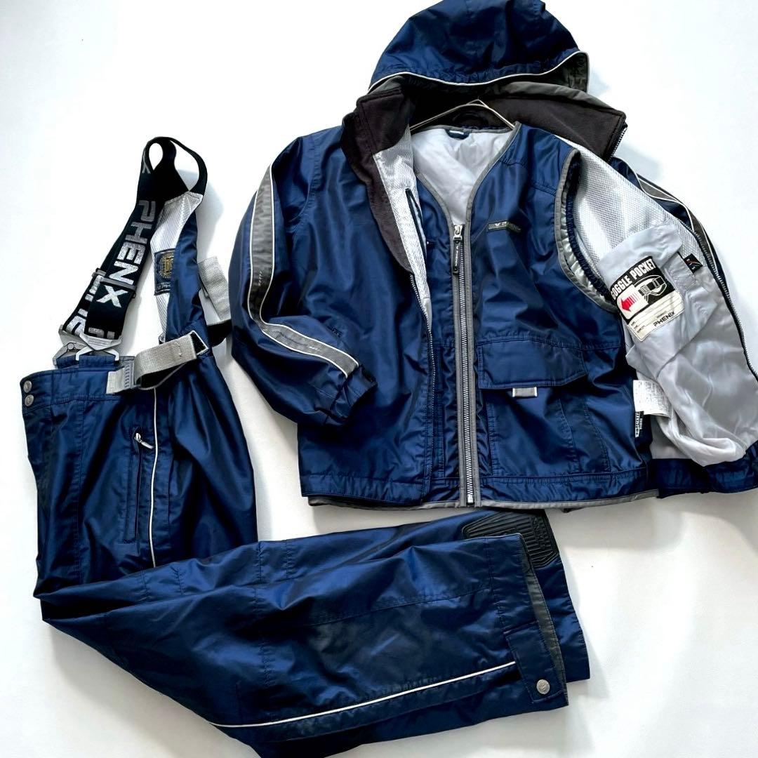【希少3点セット】PHENIX スキーウェア 上下＋ベスト フード付 M ブルー