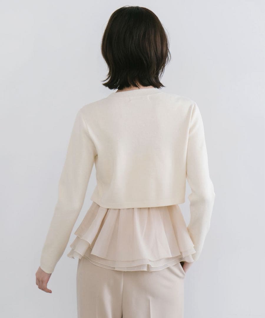 ♡完売商品♡COCO DEAL ペプラムブラウスレイヤードニット アイボリー