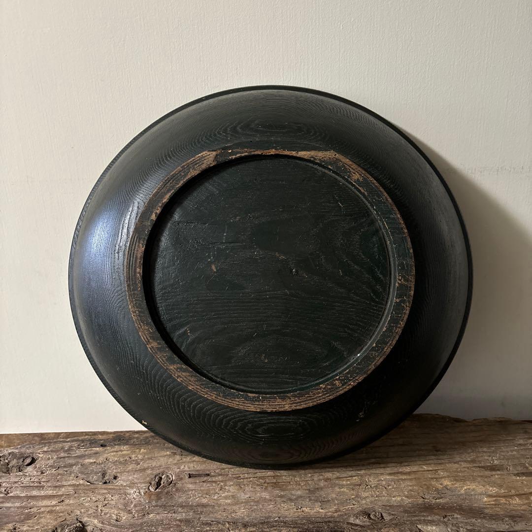 古い捏鉢　こね鉢　くり抜き盆　木地盆　古道具　アンティーク　民家　丸盆　検:李朝