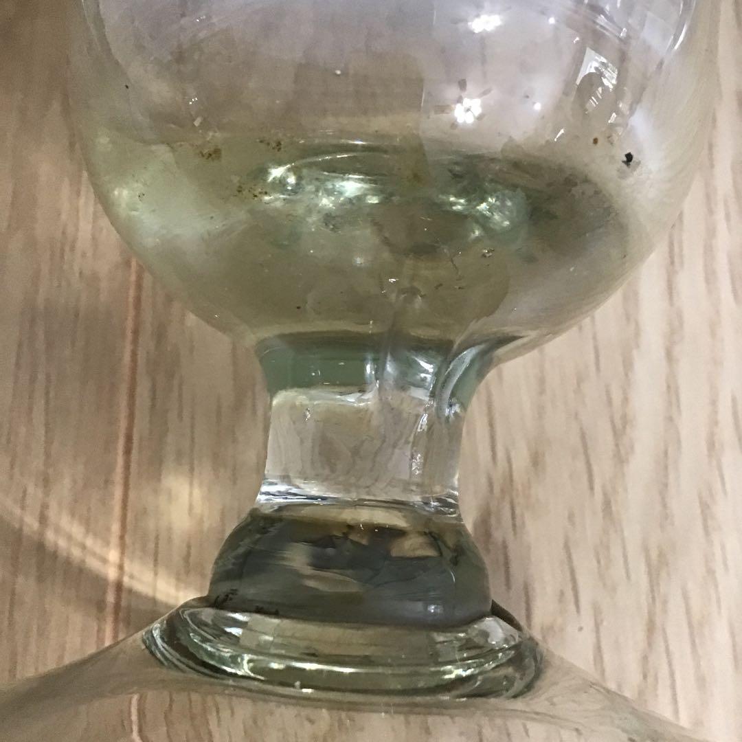 アンティーク　明治〜大正　手吹き　ガラス　厚底　3色氷コップ　赤ふち　氷水