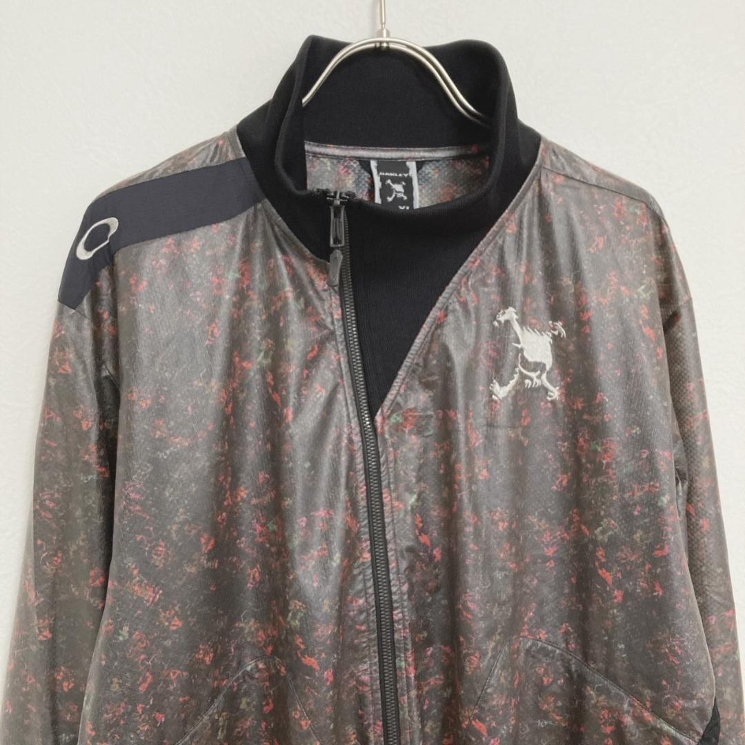 OAKLEY ジップナイロンジャケット　総柄ブルゾン　XL