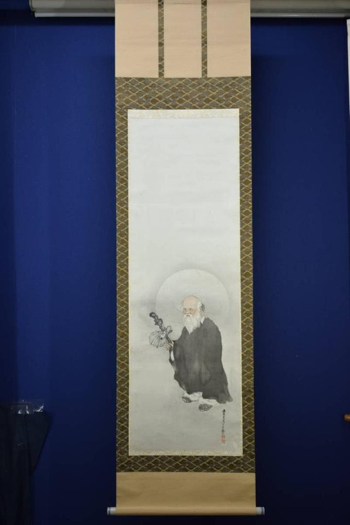 真作/幽青/寿老人図/布袋屋掛軸HE-643