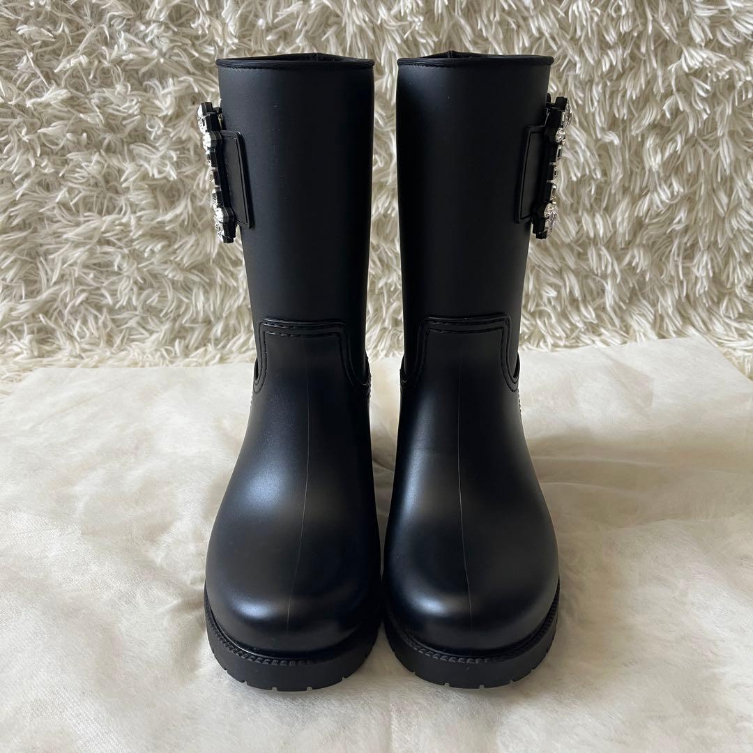 ロジェヴィヴィエ　テンペット ヴィヴ ストラス ブーツ　ラバー　黒　37サイズ