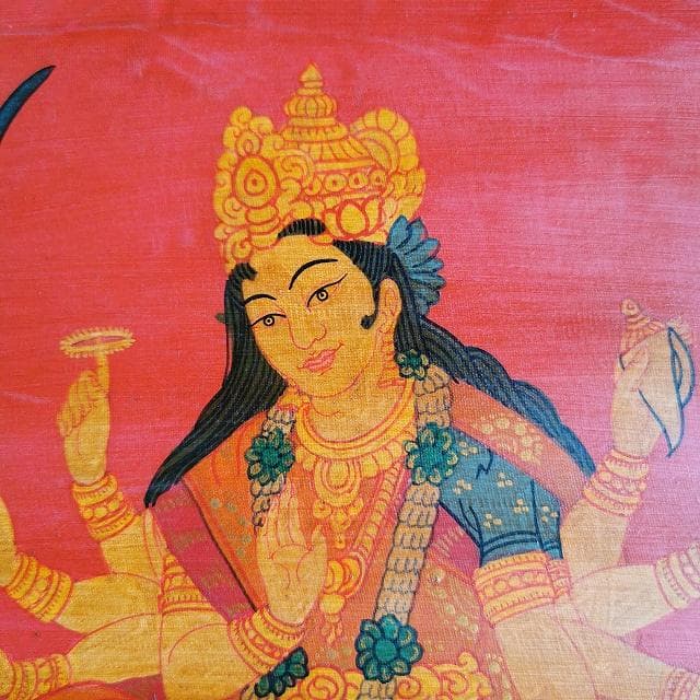 ドゥルガー　ヒンドゥー教の女神　シヴァの神妃：　タンカ　仏画（額縁なし）