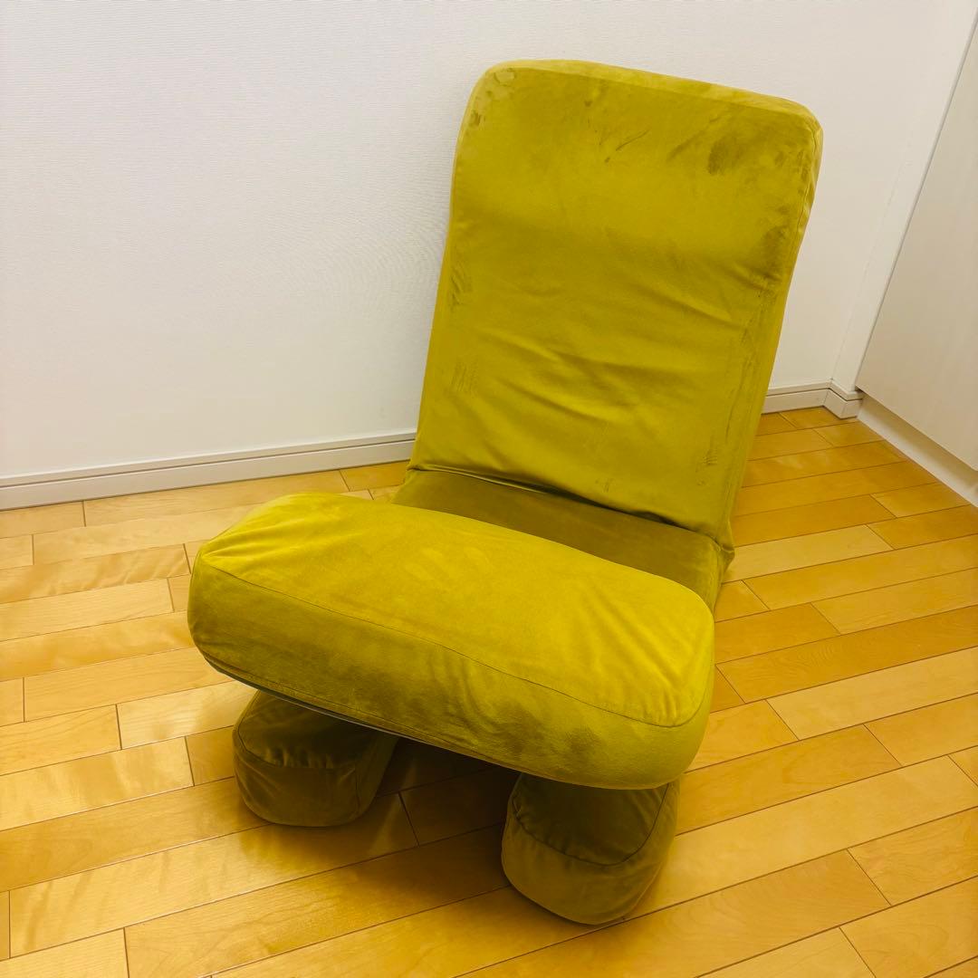 【美品】ニトリ　ゲーミング座椅子2 グレー　カバー付き　イエローグリーン