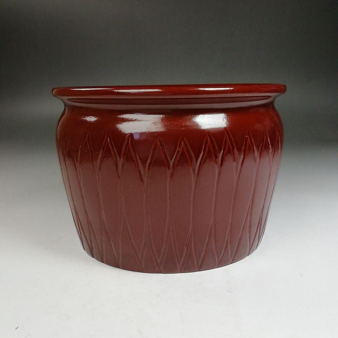 Ｗ１５８　建水　『溜塗　菊形建水』『竹師　宗甫 造』　共箱　茶道具