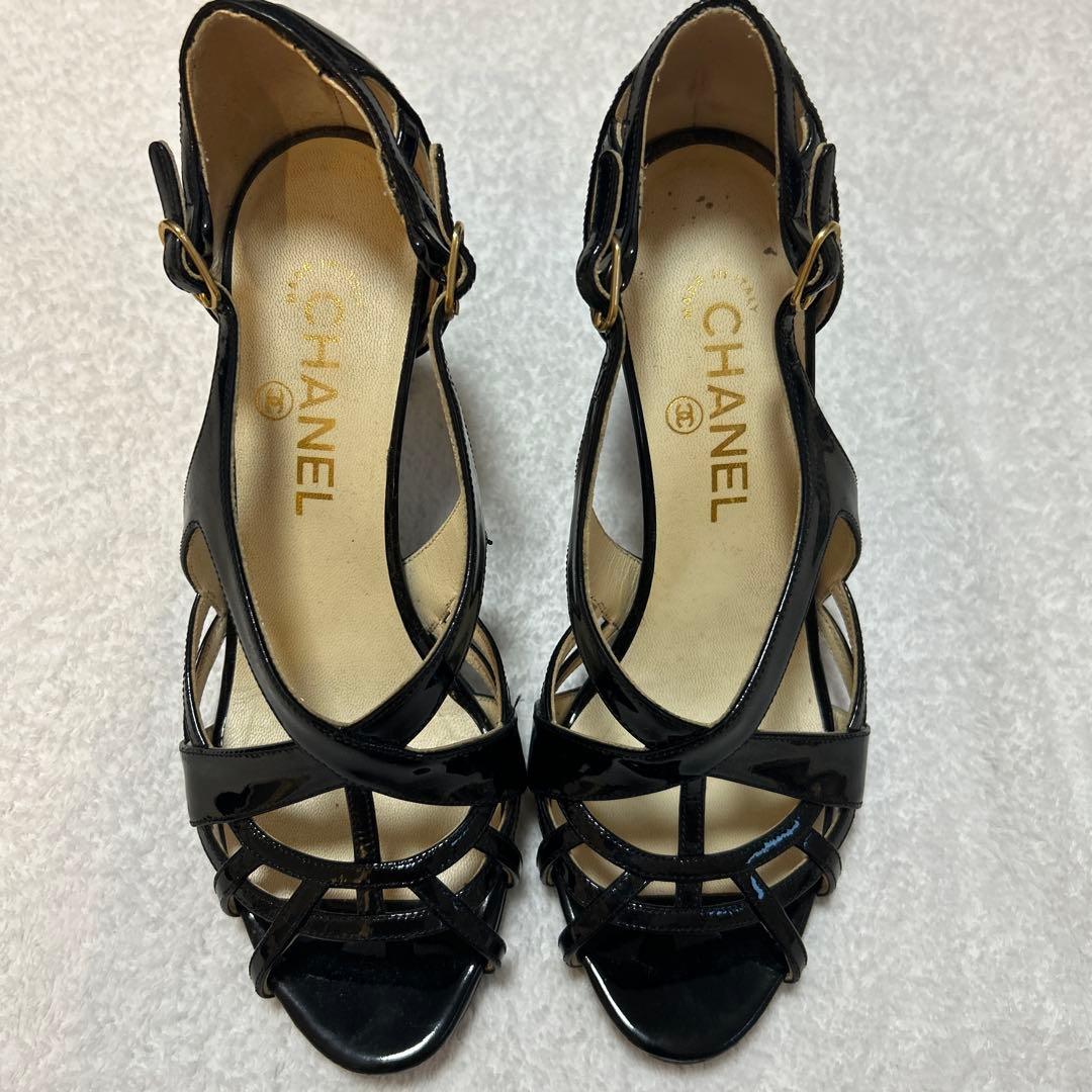 CHANEL シャネル サンダル パンプス ココマーク ブラック 黒 無地