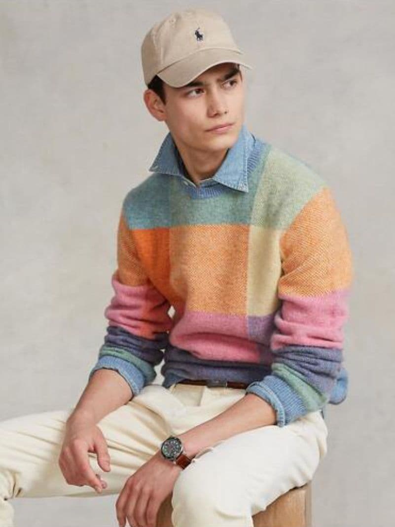 高級ライン♡ラルフローレン　ふわふわパターンカラーウールニットセーター　カラフル