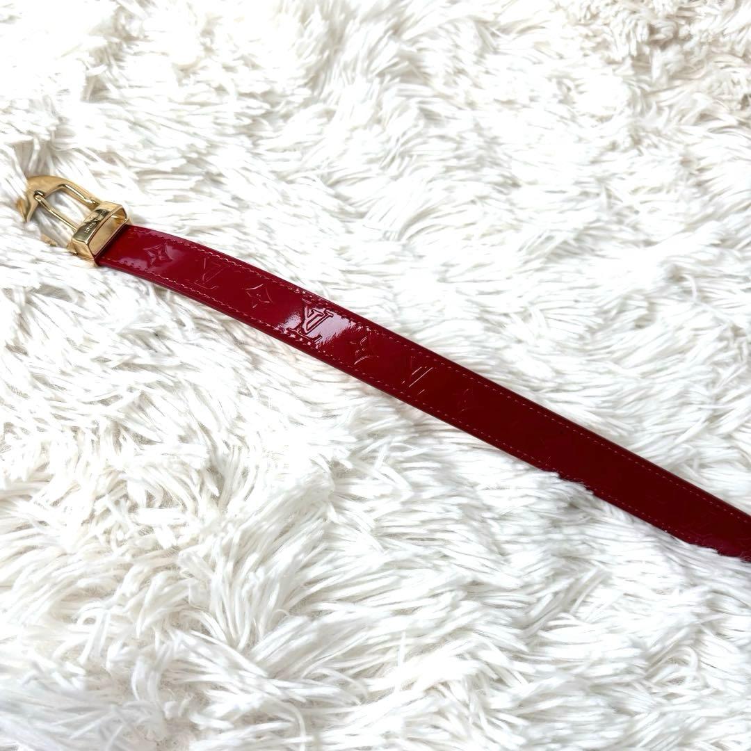 【正規品】ルイヴィトン　ベルト　モノグラム　ヴェルニ　エナメル　赤