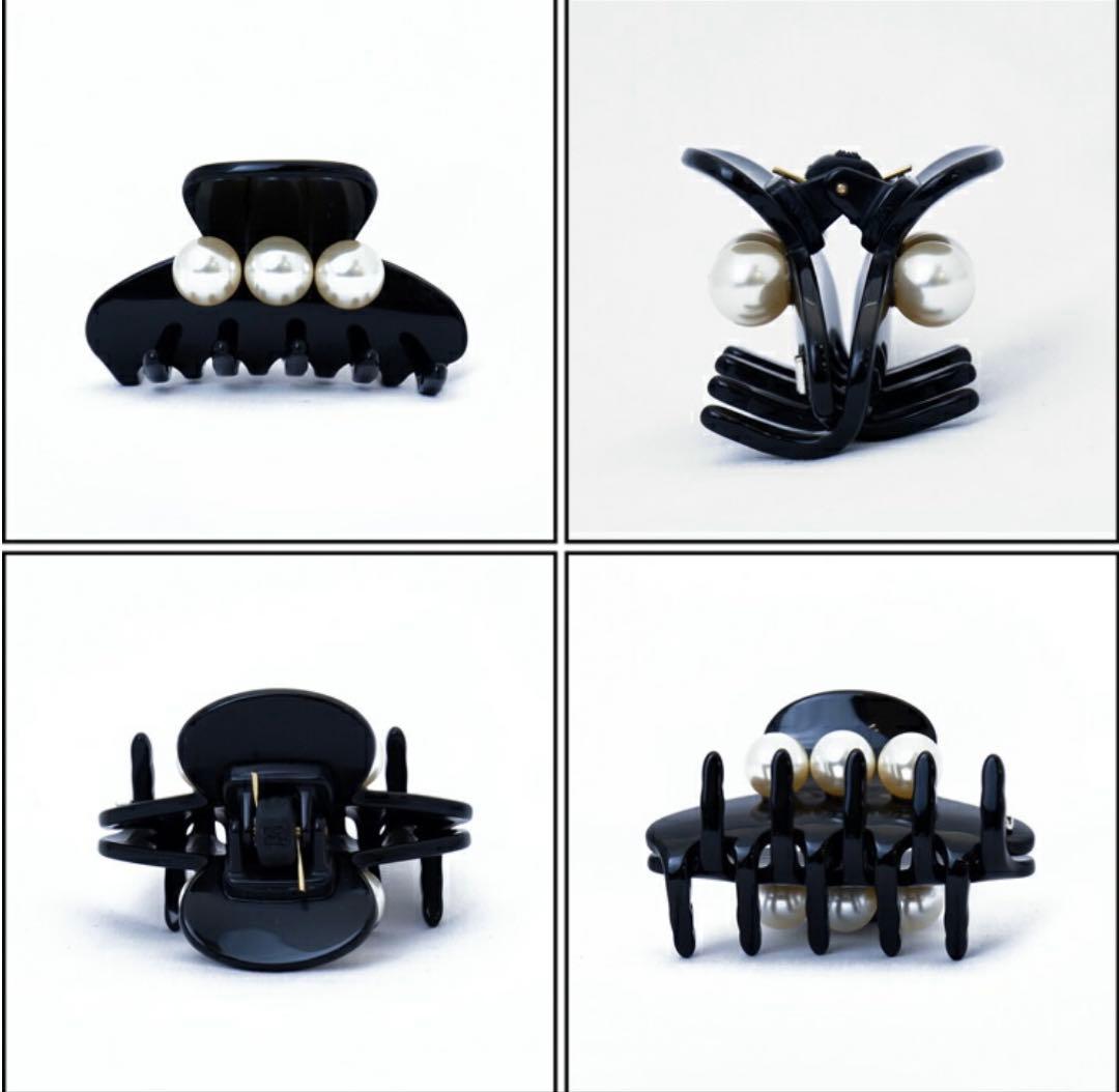 ALEXANDRE DE PARIS パール付きヘアクリップ　黒Sサイズ