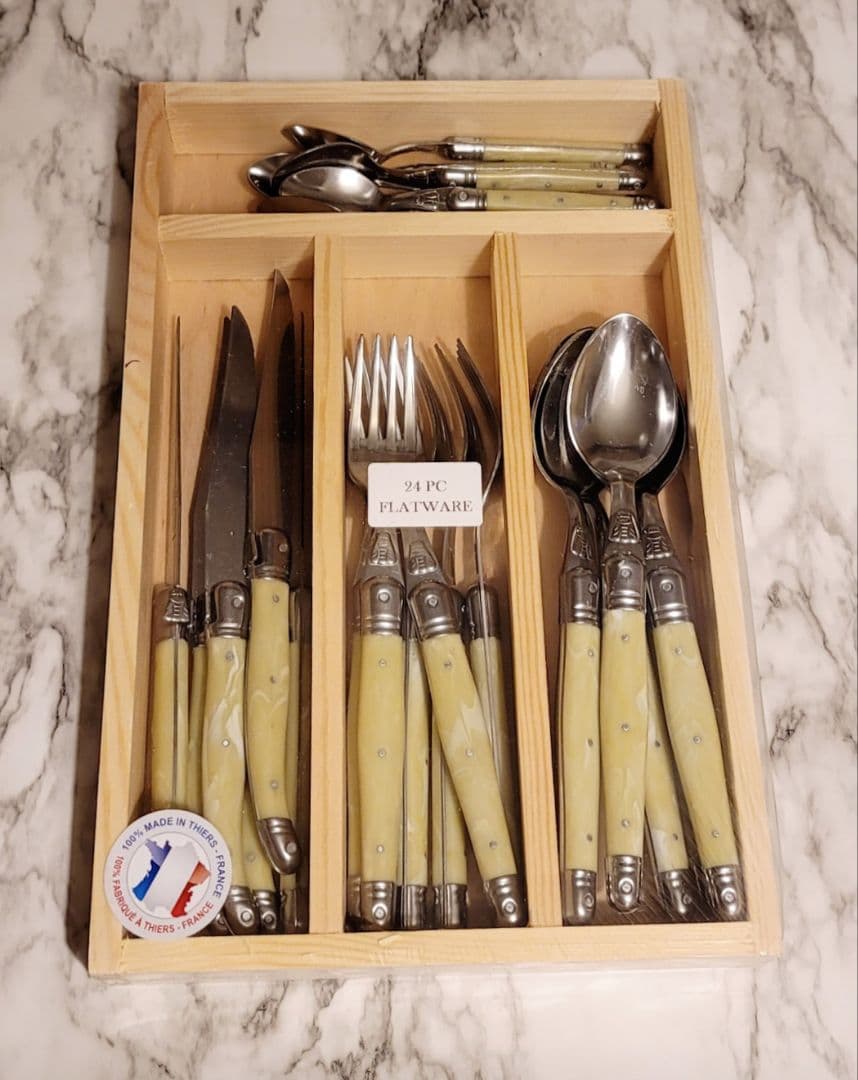 ラギオール　ジャンデュボ　フランス製　24本セット　 木箱付　マーブルアイボリー