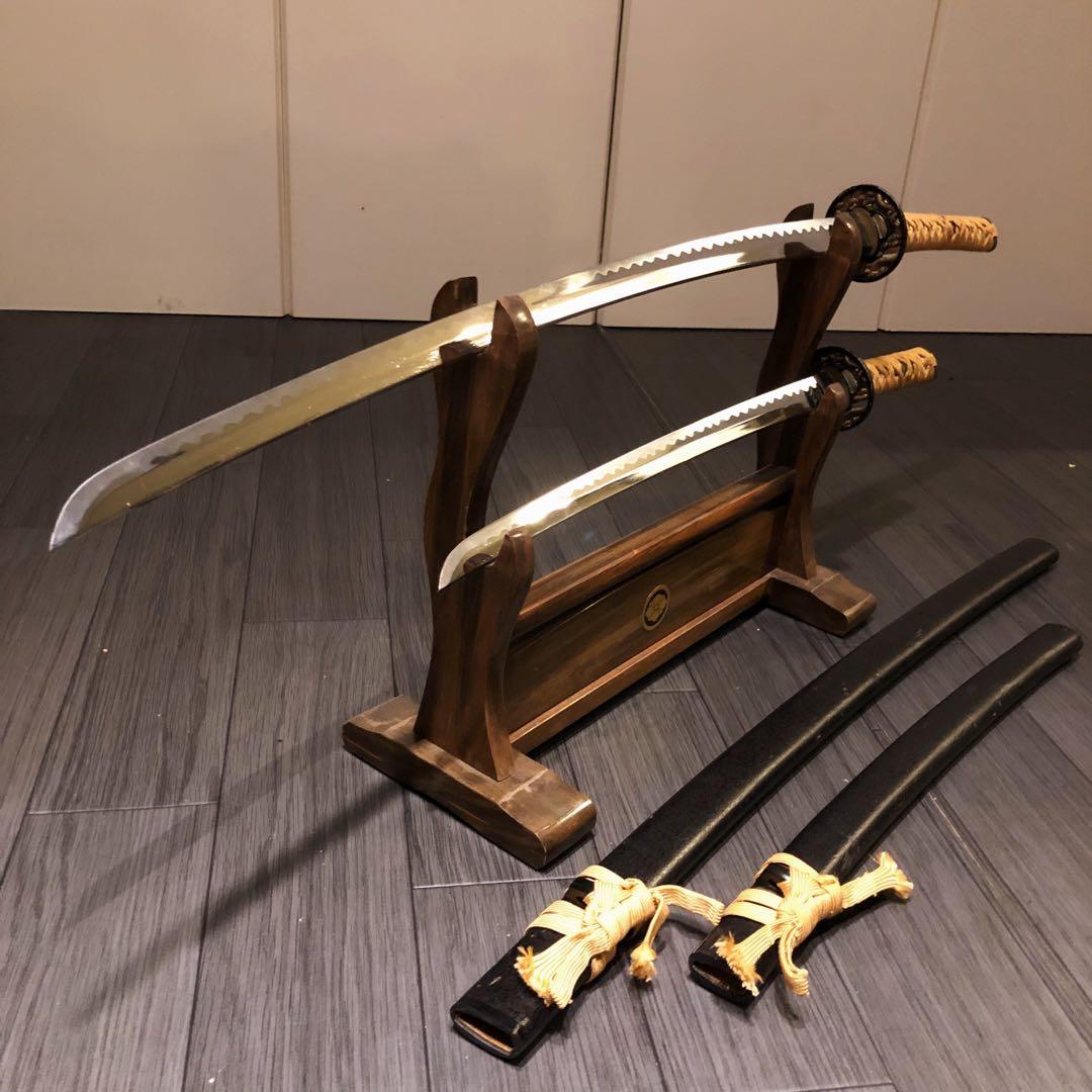 本格模造刀　居合刀　 2本セット　美術刀剣　太刀　脇差　大小セット　茶拵え