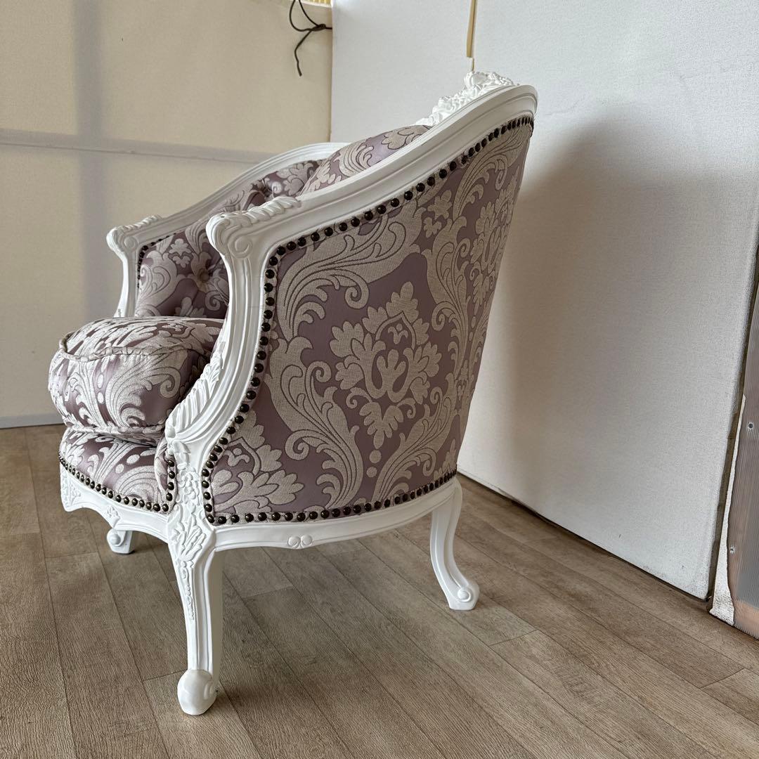 イタリア　白家具　ソファ　1人掛け　シングルソファ　クラシック