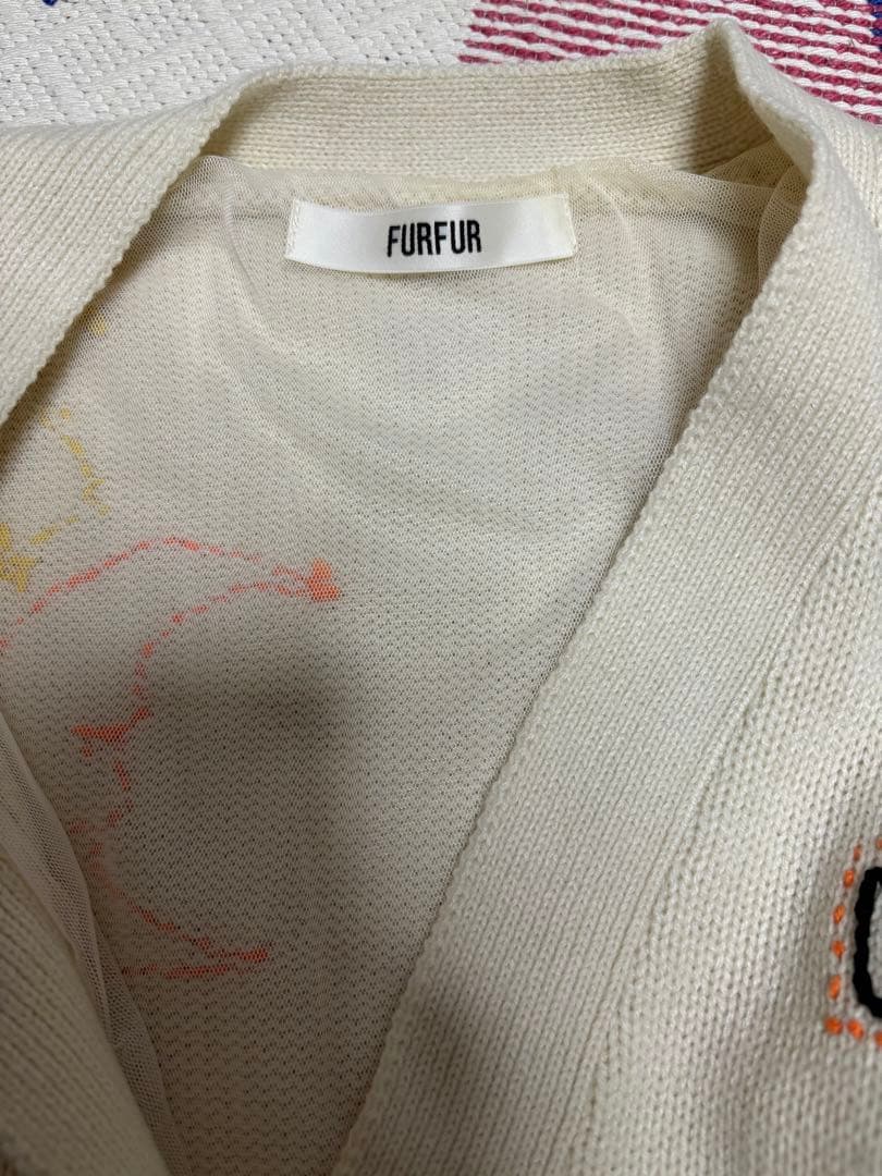 FURFUR メッセージ刺繍カーディガン IVY