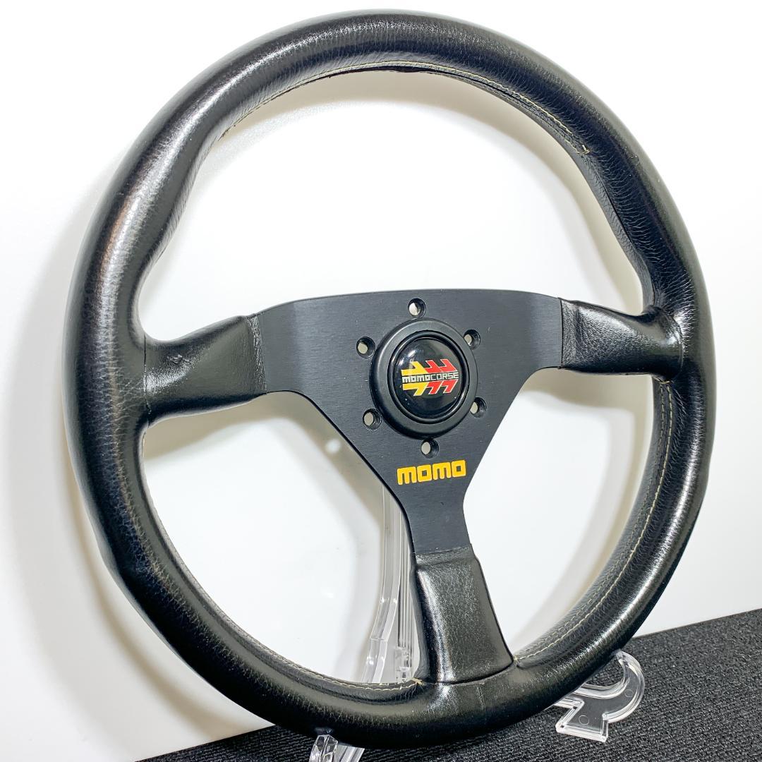 モモ ヴェローチェ レザーステアリング ホーンボタン付 92年製 当時物